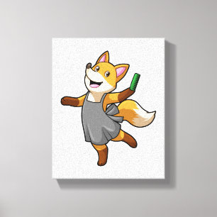 Fox as Hairdresser with Scissors Canvas Print