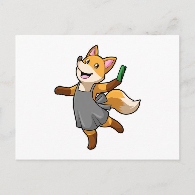 Fox as Hairdresser with Scissors Postcard (Front)