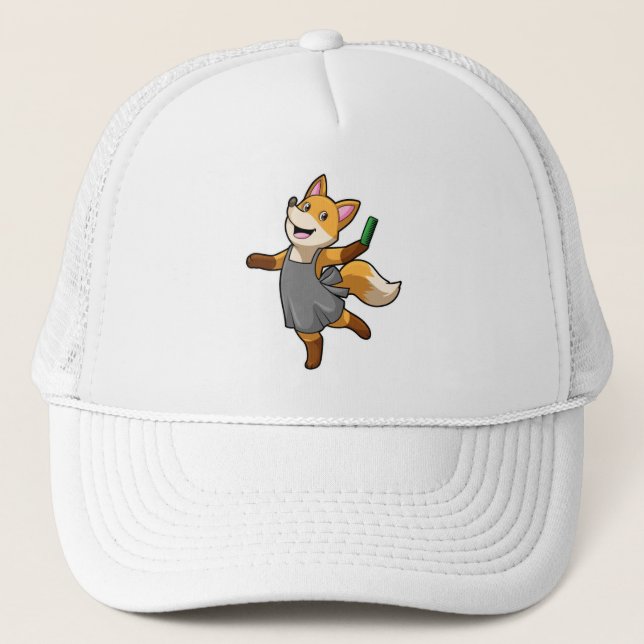 Fox as Hairdresser with Scissors Trucker Hat (Front)