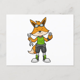 Fox as Mechanic with Wrench & Nut Postcard