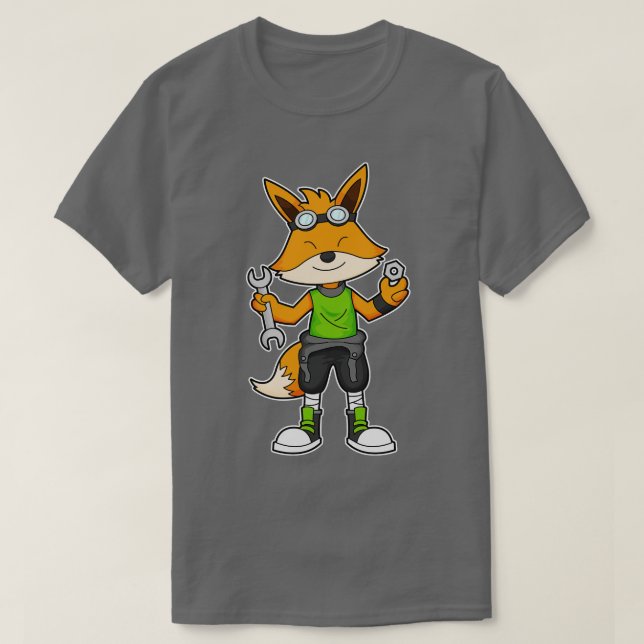 Fox as Mechanic with Wrench Nut T-Shirt (Design Front)