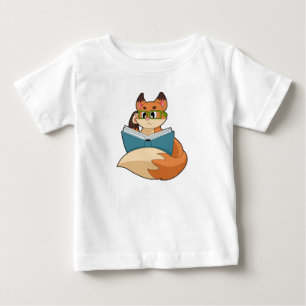 Fox as Nerd with Book & Glasses Baby T-Shirt