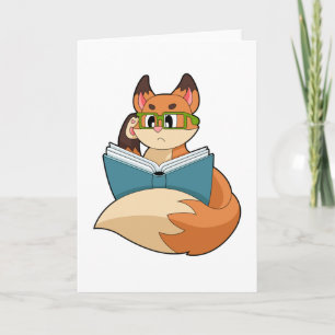 Fox as Nerd with Book & Glasses Card