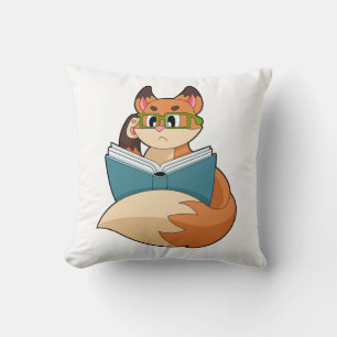 Fox as Nerd with Book & Glasses Cushion