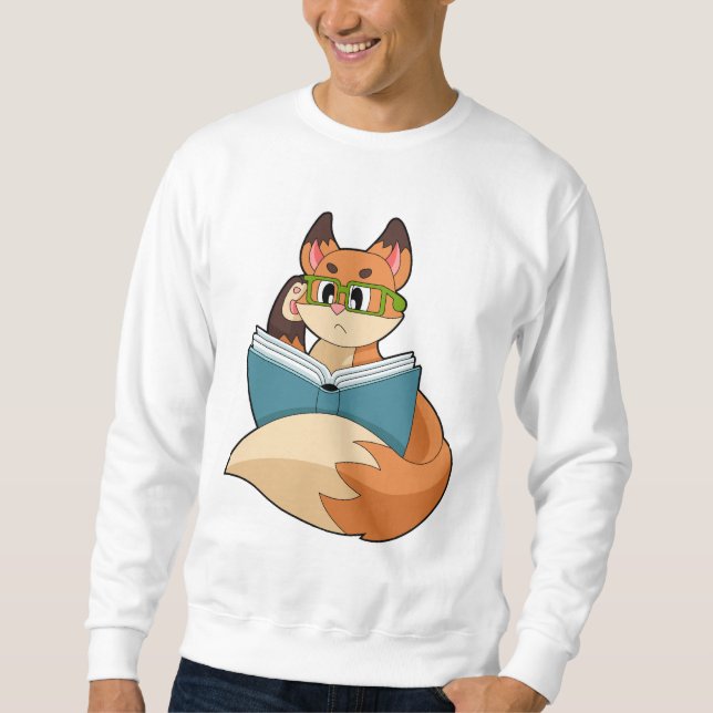 Fox as Nerd with Book & Glasses Sweatshirt (Front)