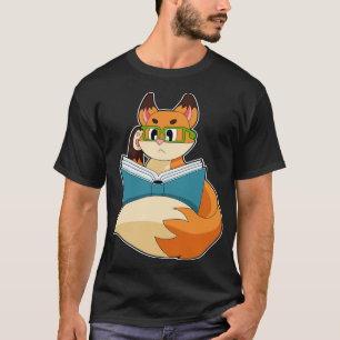 Fox As Nerd With Book  Glasses  T-Shirt