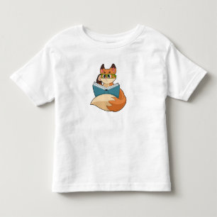 Fox as Nerd with Book & Glasses Toddler T-Shirt