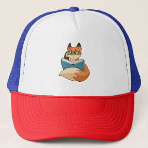 Fox as Nerd with Book & Glasses Trucker Hat