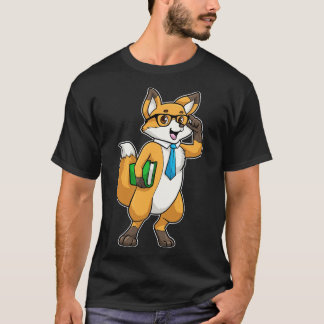 Fox as Nerd with Glasses Book T-Shirt