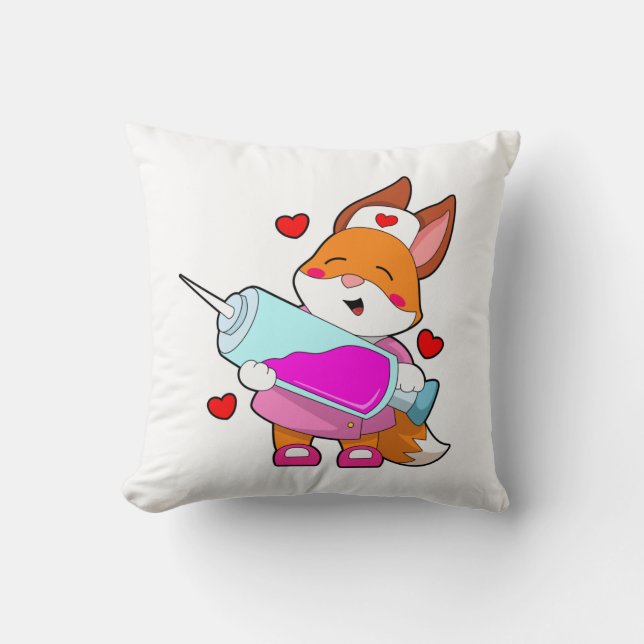 Fox as Nurse with Syringe Cushion (Front)