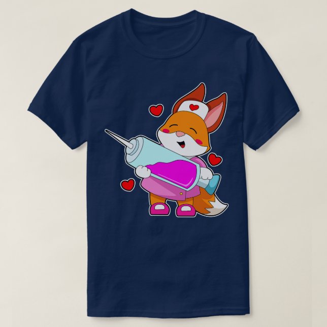 Fox as Nurse with Syringe T-Shirt (Design Front)