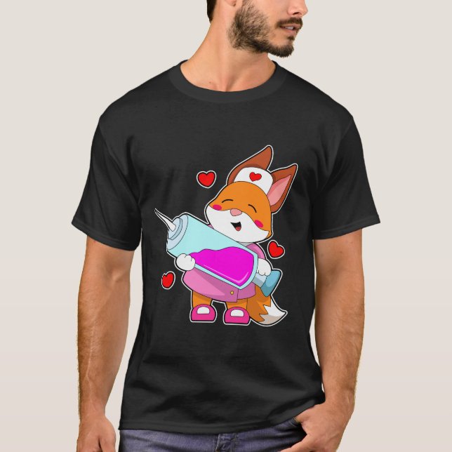 Fox as Nurse with Syringe T-Shirt (Front)