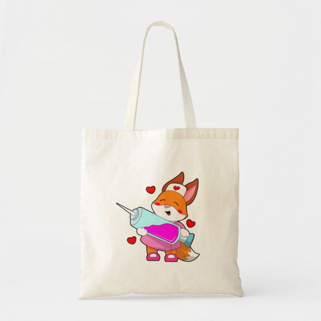 Fox as Nurse with Syringe Tote Bag (Front)