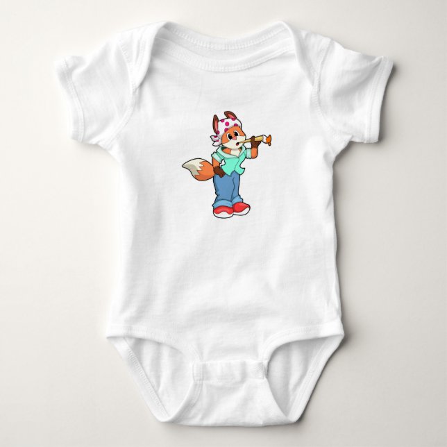 Fox as Painter with Brush & Colour Baby Bodysuit (Front)