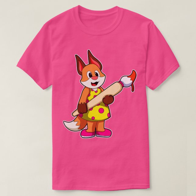 Fox as Painter with Brush Paint T-Shirt (Design Front)