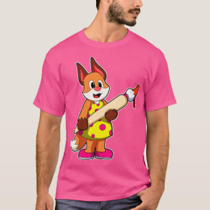 Fox as Painter with Brush Paint T-Shirt