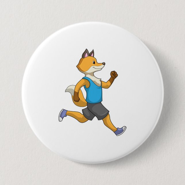 Fox as Runner at Running 7.5 Cm Round Badge (Front)