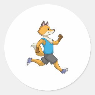 Fox as Runner at Running Classic Round Sticker