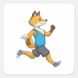 Fox as Runner at Running Square Sticker