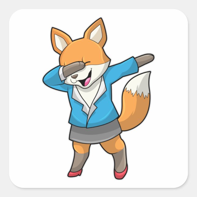 Fox as Secretary at Hip Hop Dance Square Sticker (Front)