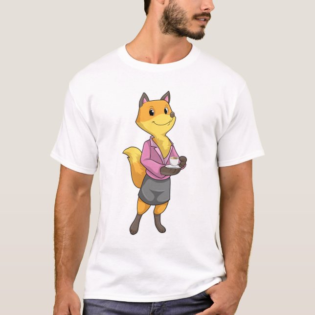 Fox as Secretary with Coffee Cup T-Shirt (Front)