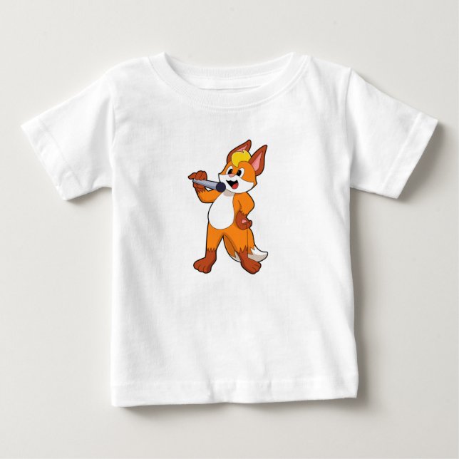 Fox as Singer with Microphone Baby T-Shirt (Front)