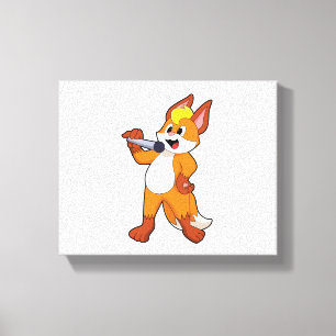 Fox as Singer with Microphone Canvas Print