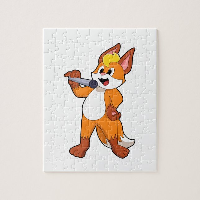 Fox as Singer with Microphone Jigsaw Puzzle (Vertical)