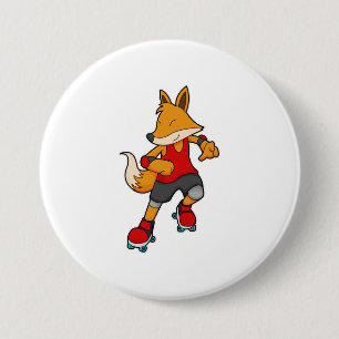 Fox as Skater with Roller skates 7.5 Cm Round Badge
