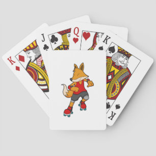 Fox as Skater with Roller skates Playing Cards