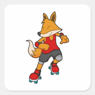 Fox as Skater with Roller skates Square Sticker