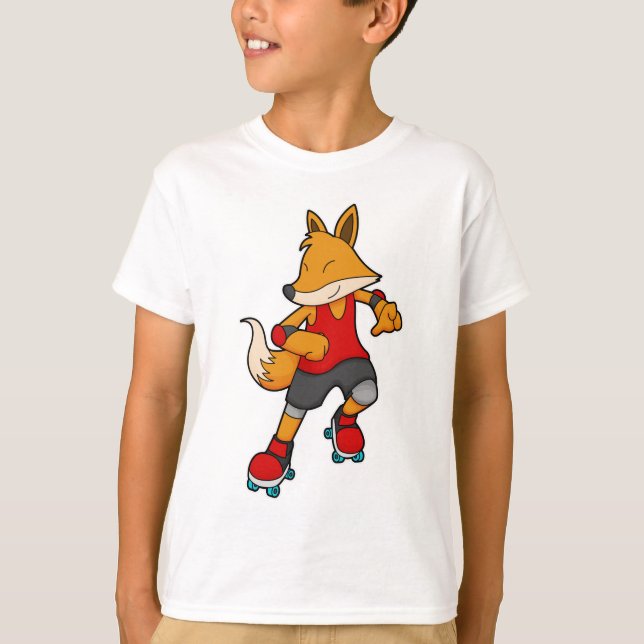 Fox as Skater with Roller skates T-Shirt (Front)