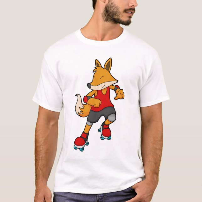 Fox as Skater with Roller skates T-Shirt (Front)