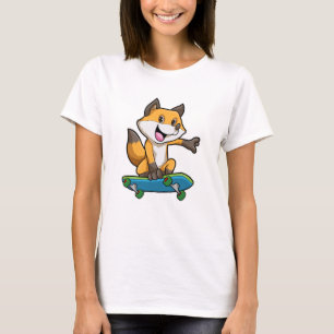 Fox as Skater with Skateboard T-Shirt