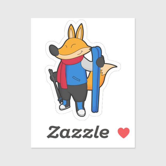 Fox as Skier with Ski (Sheet)