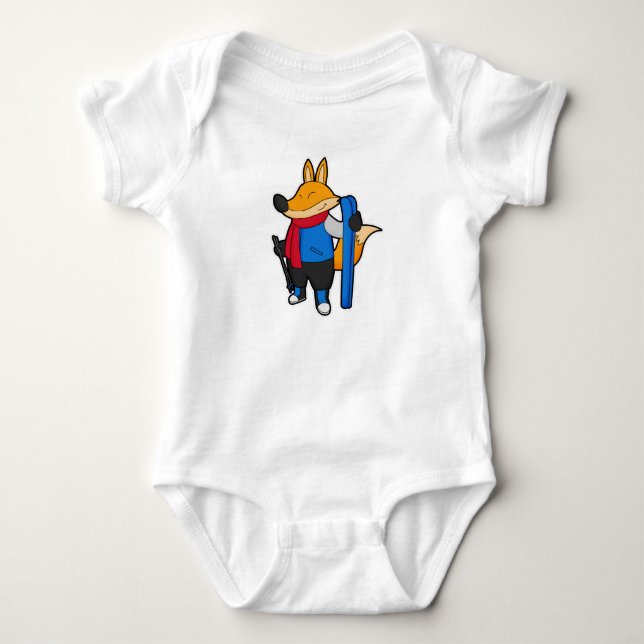 Fox as Skier with Ski Baby Bodysuit (Front)