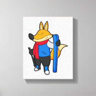 Fox as Skier with Ski Canvas Print