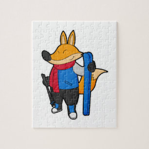 Fox as Skier with Ski Jigsaw Puzzle