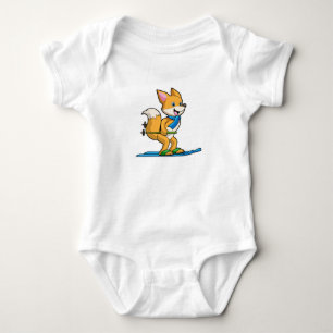 Fox as Skier with Ski & Ski poles Baby Bodysuit