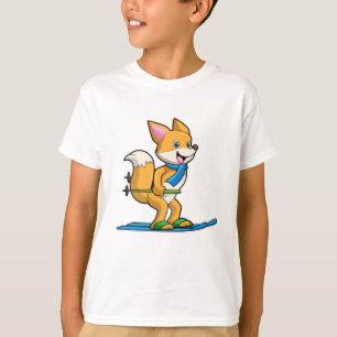 Fox as Skier with Ski & Ski poles T-Shirt