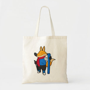 Fox as Skier with Ski Tote Bag