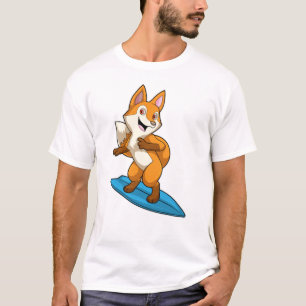Fox as Surfer with Surfboard T-Shirt