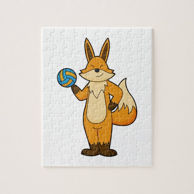 Fox as Volleyball player with Volleyball Jigsaw Puzzle (Vertical)