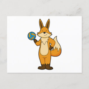 Fox as Volleyball player with Volleyball Postcard