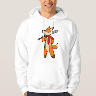 Fox as Warrior with Sword & Scarf Hoodie