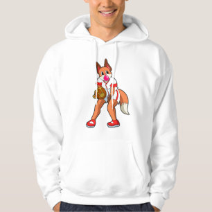 Fox at Baseball with Baseball glove Hoodie