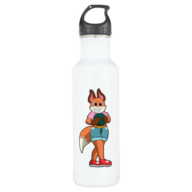 Fox at Bowling with Bowling ball 710 Ml Water Bottle (Front)