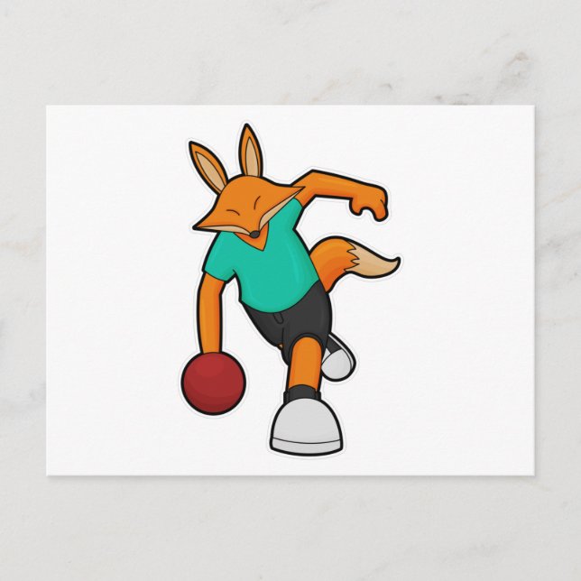 Fox at Bowling with Bowling ball Postcard (Front)