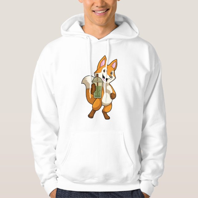 Fox at Drinking with Bubble Tea Hoodie (Front)