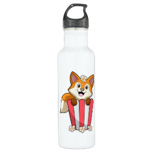 Fox at Eating with Popcorn 710 Ml Water Bottle